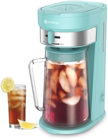 LITIFO Iced Tea Maker and Iced Coffee Maker Brewing System with 2.5-quart Pitcher, sliding strength selector for Taste Customization, Stainless Steel (Green) by LITIFO