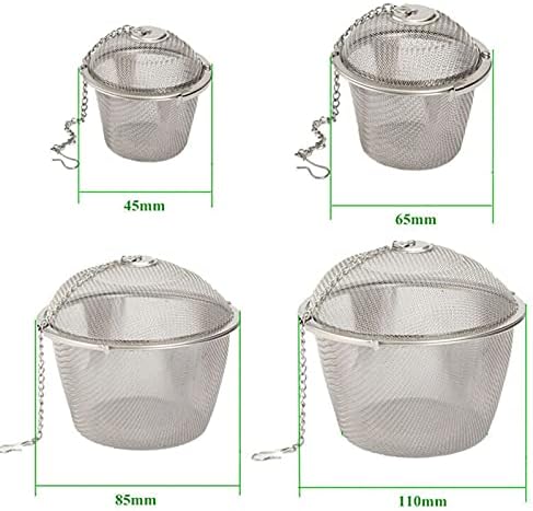 Tea Strainer 4 Sizes Silver Reusable Stainless Mesh Herbal Ball Tea Spice Strainer Teakettle Locking Tea Filter Infuser Spice Tool (Color : Size L) - Image 4