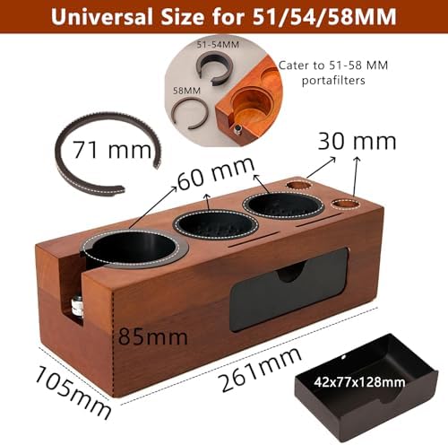 Wooden Espresso Tamping Station for 51-54mm & 58mm Portafilters - Image 5