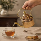 Handcrafted Copper Kettle 600 ml with Brass Handle for Tea & Herbal Drinks - Image 2