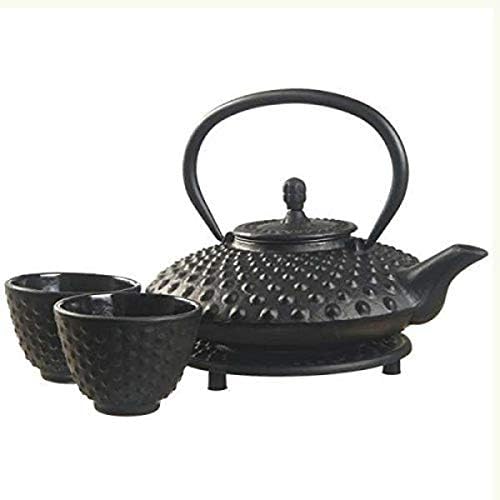 M.V. Trading New Star International T8100 Cast Iron Mocha Tea Set with Trivet, 27 oz, Black by MVTrading