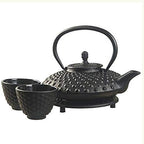 M.V. Trading New Star International T8100 Cast Iron Mocha Tea Set with Trivet, 27 oz, Black by MVTrading