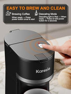 Single Serve Coffee Maker for Coffee Pods and Grounds,Fast Brew,6-12 oz Brew Sizes Single Cup Coffee Maker Fits 5.5" Mugs,One-Button Small Coffee Maker,Descaling Reminder,Black,9.45 Inches - Image 5
