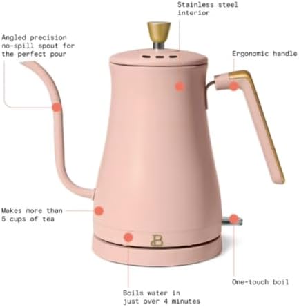 1-Liter Electric Gooseneck Kettle 1200 W, Rose Pink - Image 5