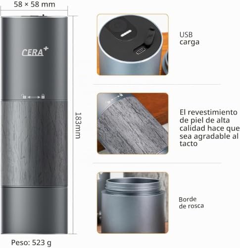 CERA+ CGE01 Portable Burr Coffee Grinder, Electric Espresso Grinder - Image 3