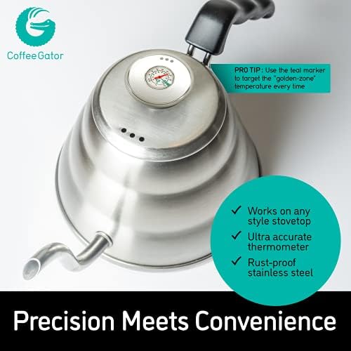 Coffee Gator Gooseneck Kettle 40oz Stainless Steel for Pour Over and Coffee Scale 0.1 Precision with Timer - Image 6