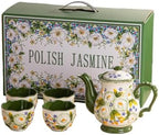 Hand Painted Embossed Floral Ceramic Tea Set, Tea Sets for Adults by FANGJING