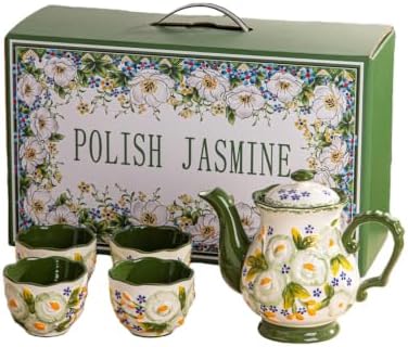 Hand Painted Embossed Floral Ceramic Tea Set, Tea Sets for Adults by FANGJING