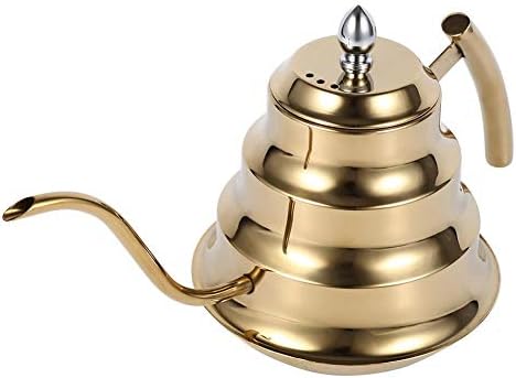 1.2L Gooseneck Tea Pot, Tea Kettle Anti-rust and -resistant Tea Pot, for using on Gas, Electric and Induction Stove Home Kitchen Use(Golden) by Asixxsix