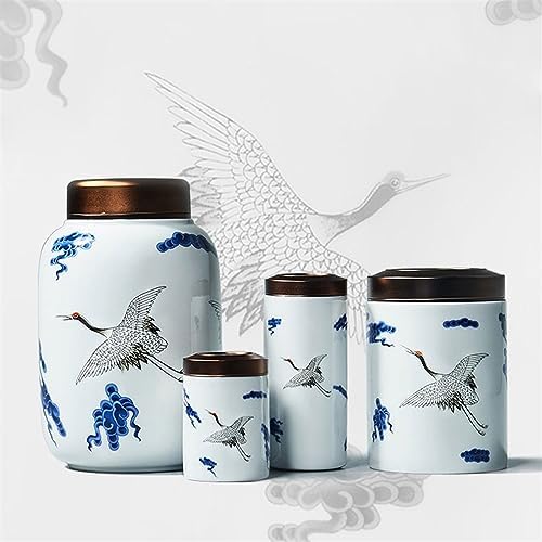 HEXEH Tea Tins Metal Lid Painted Celadon Loose Leaf Tea Canister Small Portable Sealing Jar Storage Tea Warehouse Tea Sets Tea Storage Container (Color : C) - Image 6