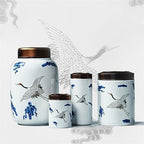 HEXEH Tea Tins Metal Lid Painted Celadon Loose Leaf Tea Canister Small Portable Sealing Jar Storage Tea Warehouse Tea Sets Tea Storage Container (Color : B) - Image 5