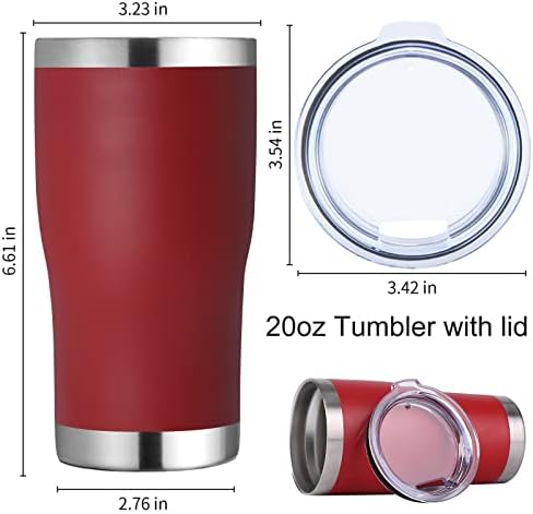 DOMICARE 20oz Tumbler with Lid Stainless Steel Tumblers Bulk, Double Wall Vacuum Insulated Coffee Travel Mug Powder Coated Tumbler,8 Count (Pack of 1) Red - Image 5