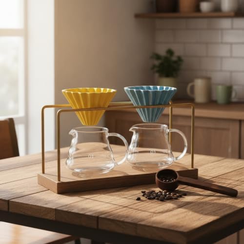 predolo Coffee Pour Manual Brew Stand Brass-Toned Pour over Coffee Stand Countertop for Home - Image 7