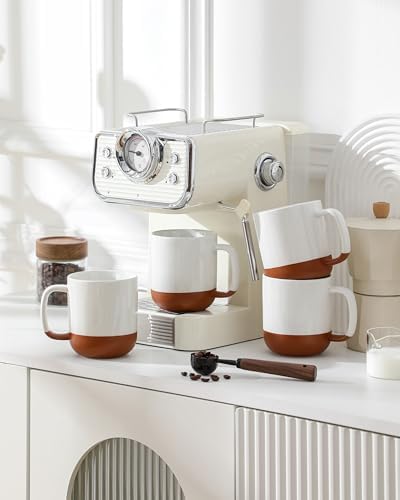 MALACASA Ceramic 16oz Coffee Mugs Set of 4, Khaki White - Image 6