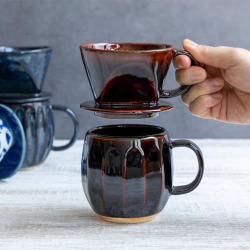 Asayu Japan Ceramic Coffee Pour Over Maker Set in Chocolate Brown - Image 5