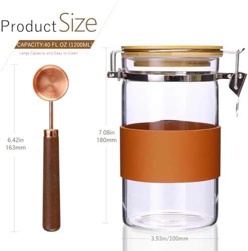 Glass Storage Jars with Bamboo Lids & Spoons, 2 Packs, 40 OZ - Image 2