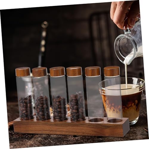 Cabilock Coffee Bean Storage Tubes with Wooden Stand, Glass Set - Image 6