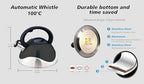 J&V TEXTILES Stainless Steel Whistling Tea Kettle, 3-Quart (Black)* - Image 4