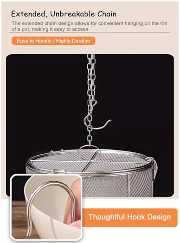 Stainless Steel Spice Infuser Basket，Tea Ball Infuser for Cooking，Integrated Hook Design Easy to Retrieve(12 x 10 cm/4.7 x 3.9 in) - Image 4