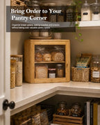Corner Bread Box, 2 Tier Bamboo Bread Storage for Kitchen Countertop - Image 4