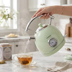 Retro Electric Water Kettle 1.7L – Vintage Stainless Steel Electric Water Boiler, Fast Boiling with Auto Shut-Off & Boil-Dry Protection, Compact Countertop Kettle (Mint Green) - Image 6