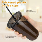 Ziliny 50 Sets 18oz Black Plastic Cups with Lids and Straws Disposable Cups - Image 4