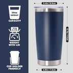 20oz Tumbler Stainless Steel Tumbler Coffee Tumbler with Lid Navy, 4P - Image 4