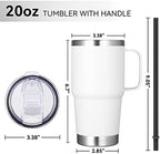 VEGOND 20 oz Tumbler Bulk with Handle Lid and Straw, Stainless Steel Insulated Travel Coffee Mug Set, Spill Proof Double Wall Metal Tumblers Cups, White 6 Pack - Image 4