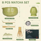 Pack of 2 Matcha Whisk Set, Ceramic Matcha Set with Bowl, Chasen Holder, Scoop Rest, Sifter,Japanese Ceremony Matcha Kit–Matcha Lovers Gift for Women Mom Girl Friend-Matcha Green - Image 3