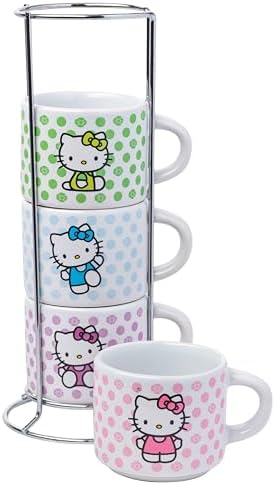 Silver Buffalo Sanrio Hello Kitty Polka Dots, Espresso Cup Stack, 4pk, 3oz by SilverBuffalo