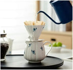 Hand-painted Butterfly Orchid Coffee Cone Shape Drip Hand Brewing Filter Funnel Cup Dripper Pour Over Barista Mugs(Set) - Image 2