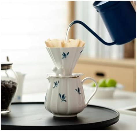 Hand-painted Butterfly Orchid Coffee Cone Shape Drip Hand Brewing Filter Funnel Cup Dripper Pour Over Barista Mugs(Set) - Image 2