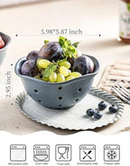 Gomakren Ceramic Berry Basket Set of 2, Elegant Fruit Bowl with Holes for Kitchen Counter & Pour Over Coffee Dripper, Single-Hole Cone Brewer - Image 2