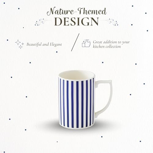 Spode Steccato Collection - 12oz Coffee Mug with Large Handles, Stripe Cobalt Blue (Set of 4) | Fine Earthenware | Dishwasher and Microwave Safe | Cup For Coffee, Tea, Latte, and Hot Chocolate - Image 3