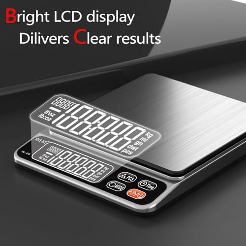 Scale Jazz Food Scale,5kg/11lb Digital Kitchen Baking Scale Grams and Ounces for Cooking Coffee Meal prep Packages Weight Loss,0.1g high Precision,7Units with Timer, Easy Clean Stainless Steel - Image 2