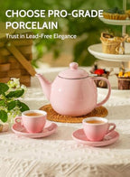 Sweese Porcelain Teapot 27 oz with Infuser for Loose Leaf Tea, Pink - Image 2