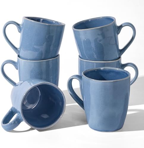 famiware Aurora Coffee Mugs, 14oz Mug Set of 6, Stoneware Cup with Handle by Famiware