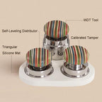 4-piece Espresso Tamper Set, 58mm Self-leveling Distributor, Wdt Tool, Calibrated Coffee Tamper, Magnetic Holder And Triangular Silicone Mat, For Espresso Portafilters White - Image 2
