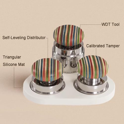 4-piece Espresso Tamper Set, 58mm Self-leveling Distributor, Wdt Tool, Calibrated Coffee Tamper, Magnetic Holder And Triangular Silicone Mat, For Espresso Portafilters White - Image 2