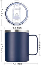 MEWAY 12oz Coffee Mug With Handle 4 Pack Bulk,Stainless Steel Insulated Travel Tumblers With Sliding Lid,Double Wall Vacuum Camping Cup for Hot & Cold Drinks Tea (Navy,Set of 4) - Image 4