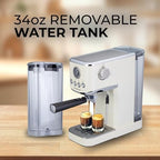 Epsilon Coffee Machine with Milk Frother, Compact 20-Bar Espresso Maker, Hot and Iced Coffee Maker with Removable Water Tank, Cold Brew Feature, and Steam Wand, 1.2L Capacity - Stainless Steel - Image 5