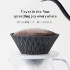 Kofil 13904302 Flow Flow Corrugated Ceramic Coffee Filter Dripper with Dedicated Base, Salmon Pink, Made in Japan - Image 2