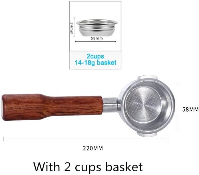 58MM Bottomless Filter Portafilter,Compatibility E61 brewing head, with 1/2/4 cups basket(Type w) - Image 2