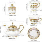 fanquare 21 Pieces Royal Floral Porcelain Tea Set with Sugar Bowl Creamer - Image 6