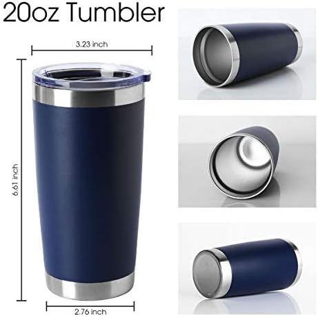 HASLE OUTFITTERS 20oz Tumblers Bulk Stainless Steel Cup with Lid Double Wall Vacuum Insulated Coffee Mug for Cold & Hot Drinks 8 Pack, Navy - Image 2