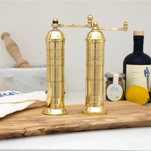 Alexander Home Original Greek Pepper Mill, 10-Inch Brass – European Manual Pepper Grinder Refillable - Image 3