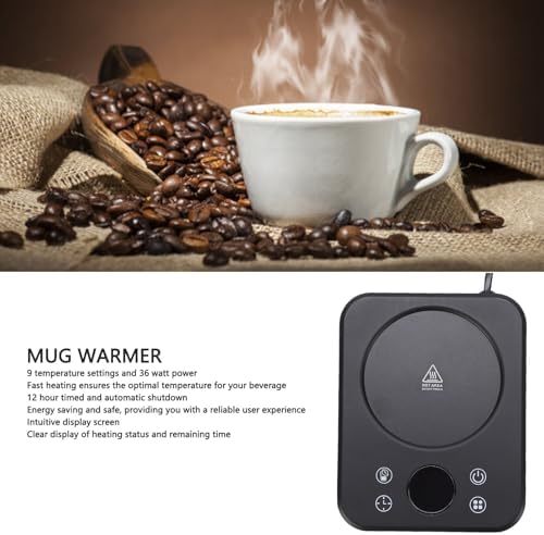 Mug Warmer, 36W Electric Coffee Warmer, 9 Temperature Settings, 12H Timer, Smart Display Heater for Coffee Tea Milk, Auto Shut Off - Image 2