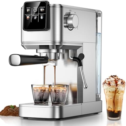KEENSTAR Espresso Machine 20 Bar with Touch Screen, Hot & Iced Coffee Makers, Stainless Steel Espresso Maker with Rapid Cold Brew & Milk Frother, with Water Tank for Latte, Cappuccino, Gift by KEENSTAR