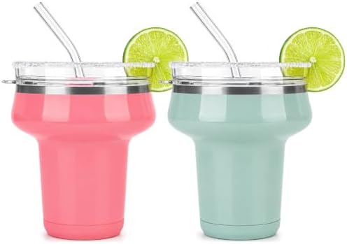 Sursip 16oz Insulated Margarita Tumbler, Cocktail Glass with Lid & Straws by Sursip%C2%AE
