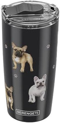 SERENGETI French Bulldog 20 Oz. Stainless Steel, Vacuum Insulated Tumbler with Spill Proof Lid - 3D Print - Insulated Travel mug for Hot or Cold Drinks (French Bulldog Tumbler) by ESPETS